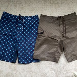 2 pair board shorts. Reef and Hurley